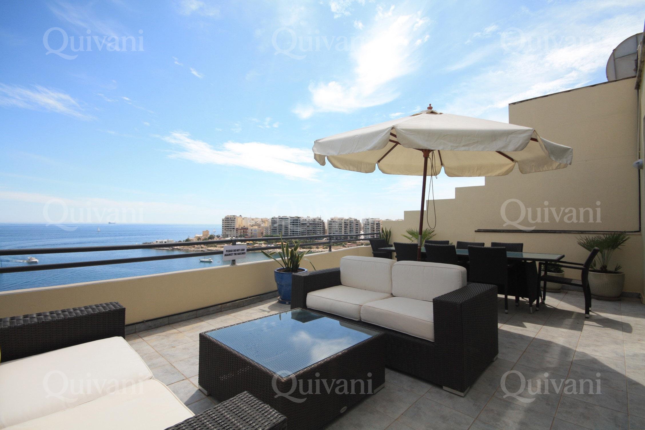 St Julians, Furnished Seafront Duplex Penthouse