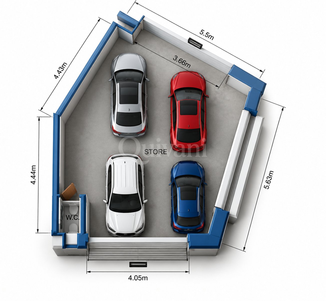 3/4 Street Level Garage