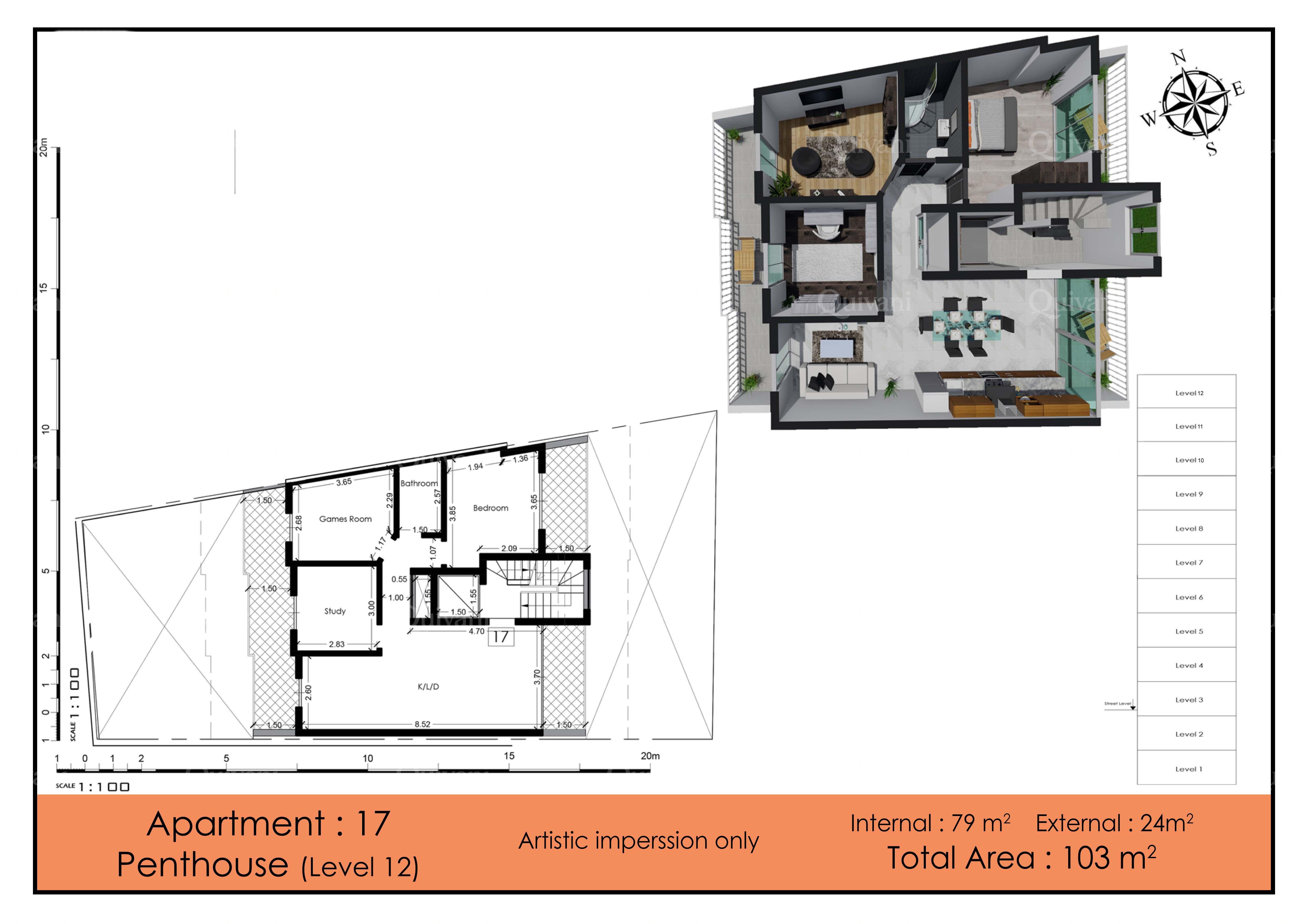 Gzira, Furnished Penthouse