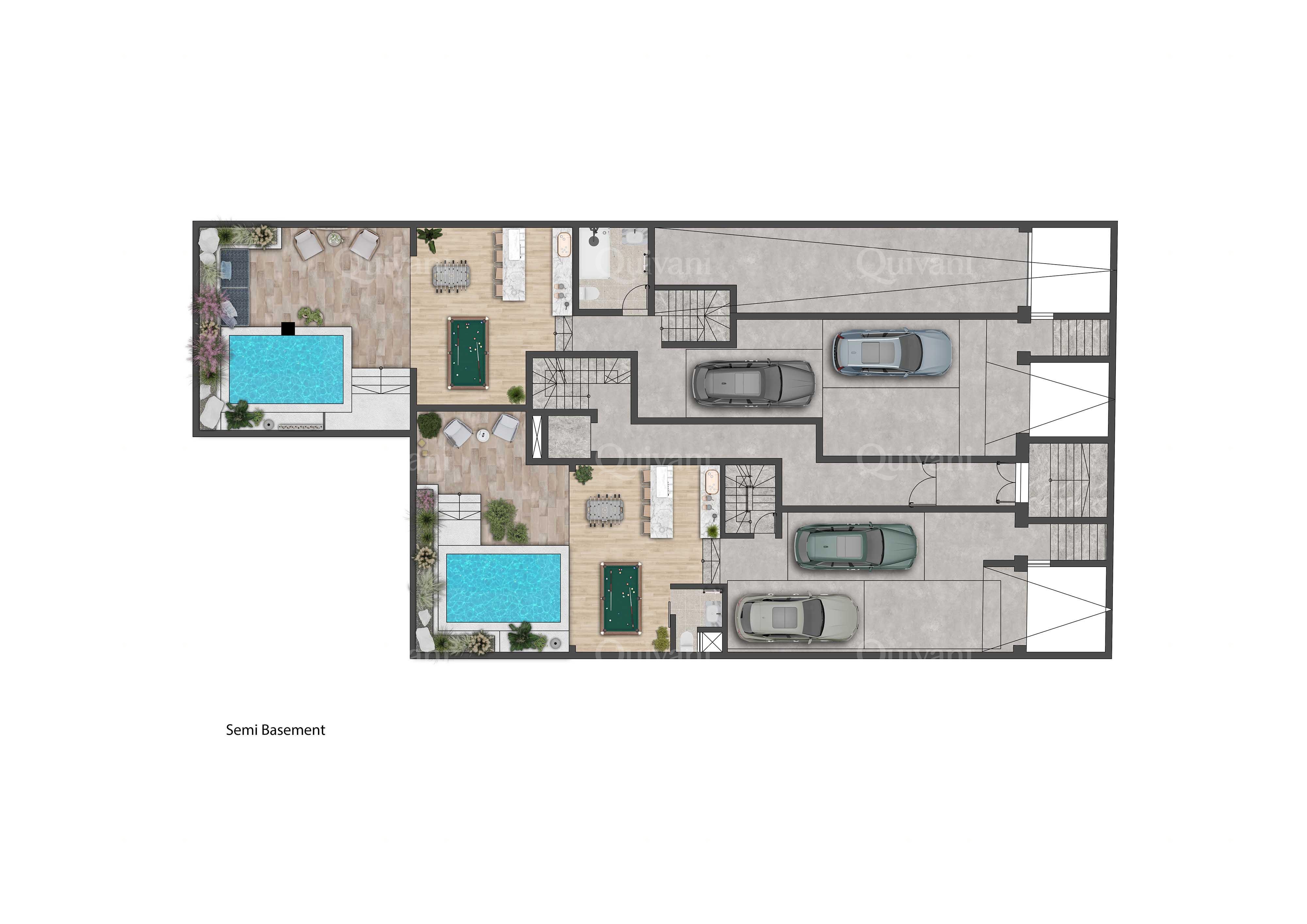 Swieqi, shell form Maisonette with pool and 3 Car Garage