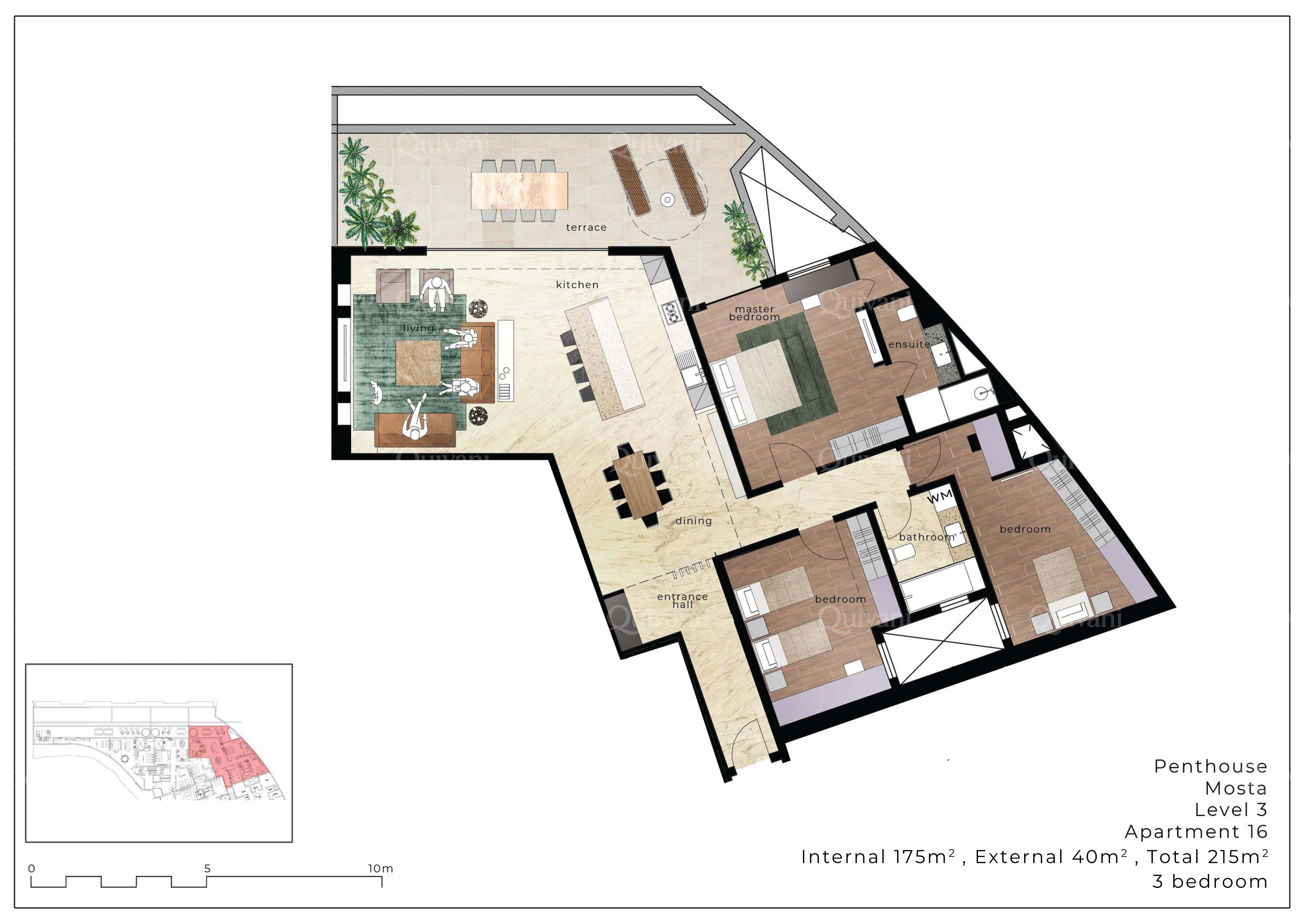 Mosta, Furnished Penthouse