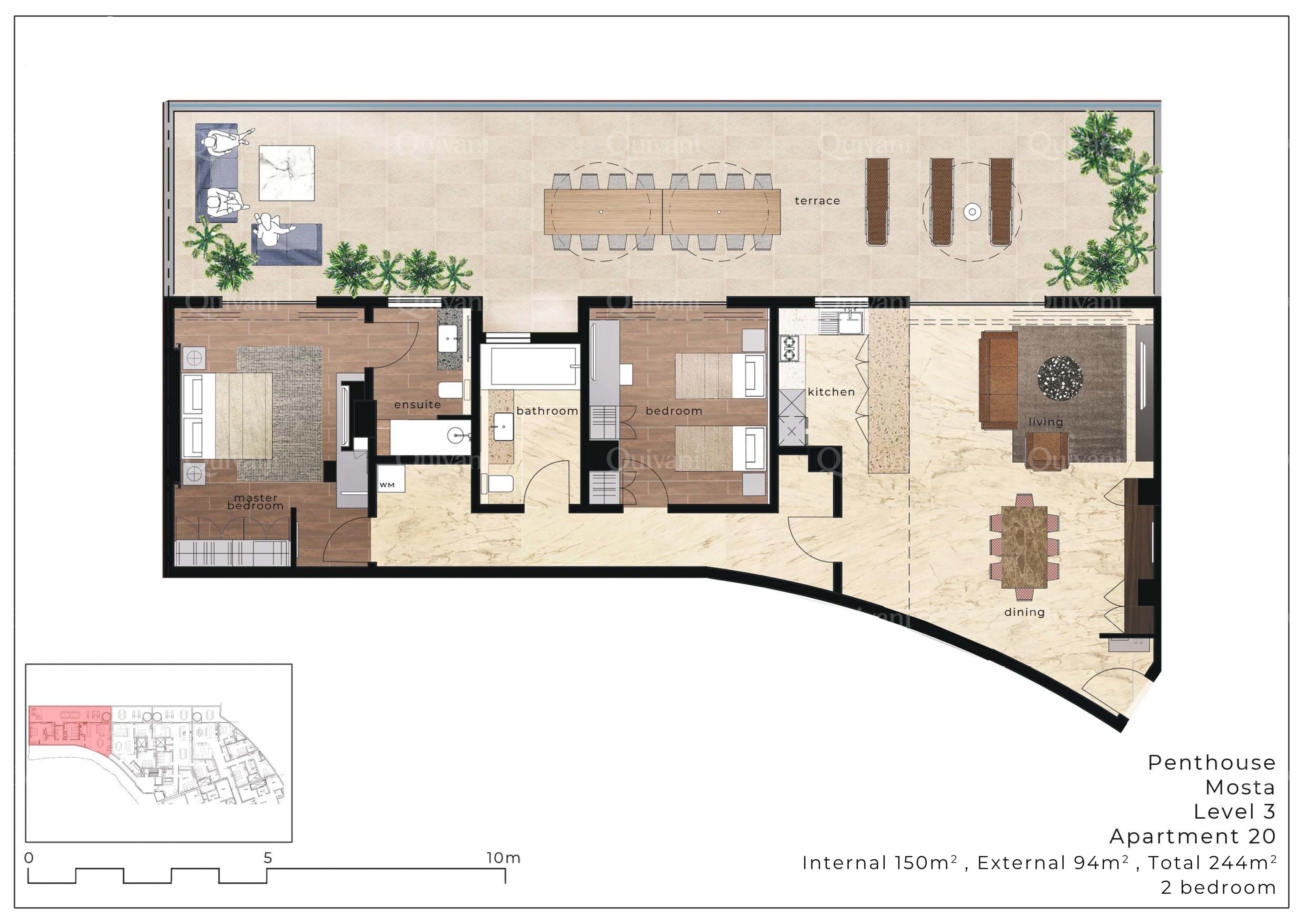 Mosta, Furnished Penthouse