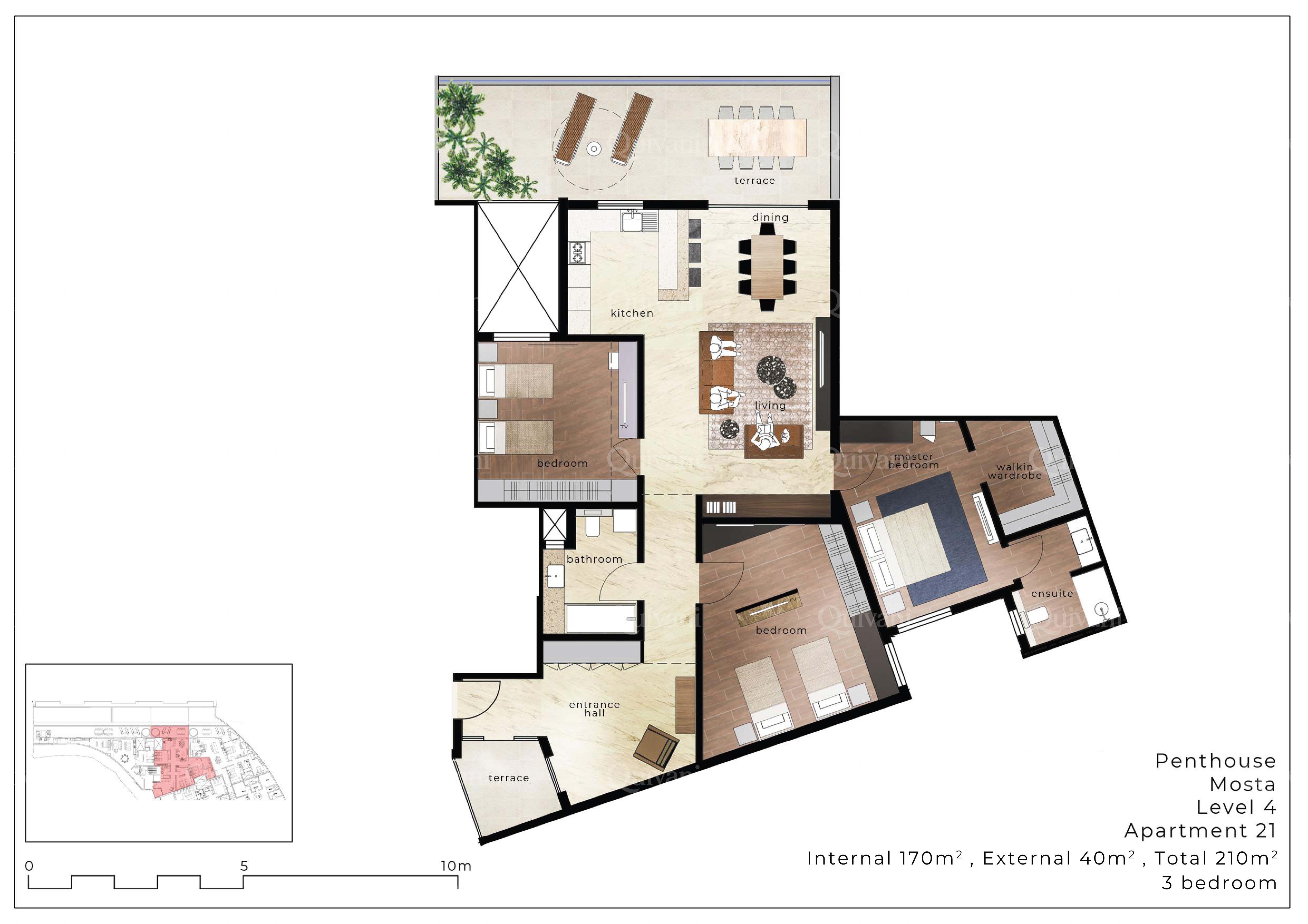 Mosta, Furnished Penthouse
