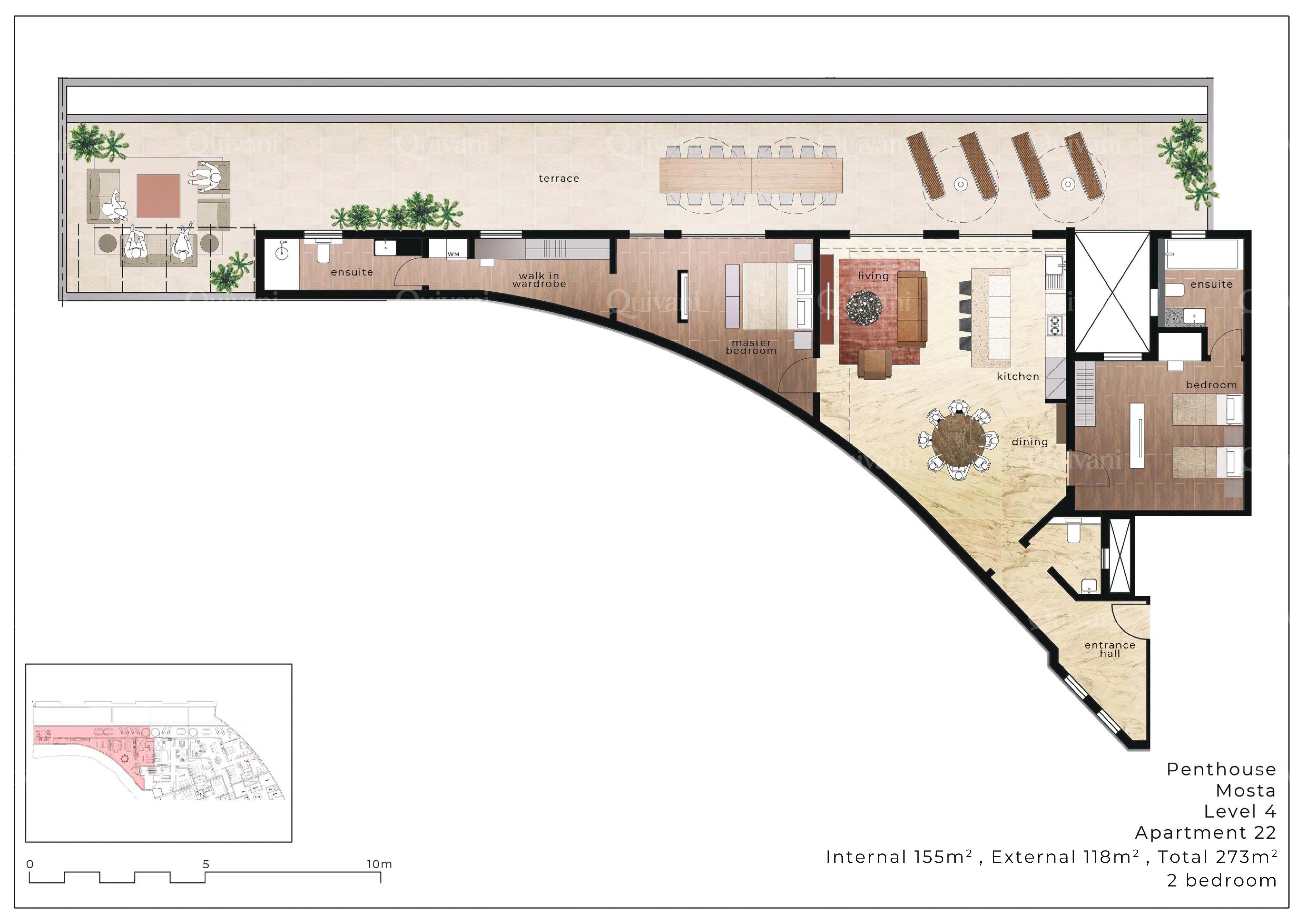 Mosta, Furnished Penthouse
