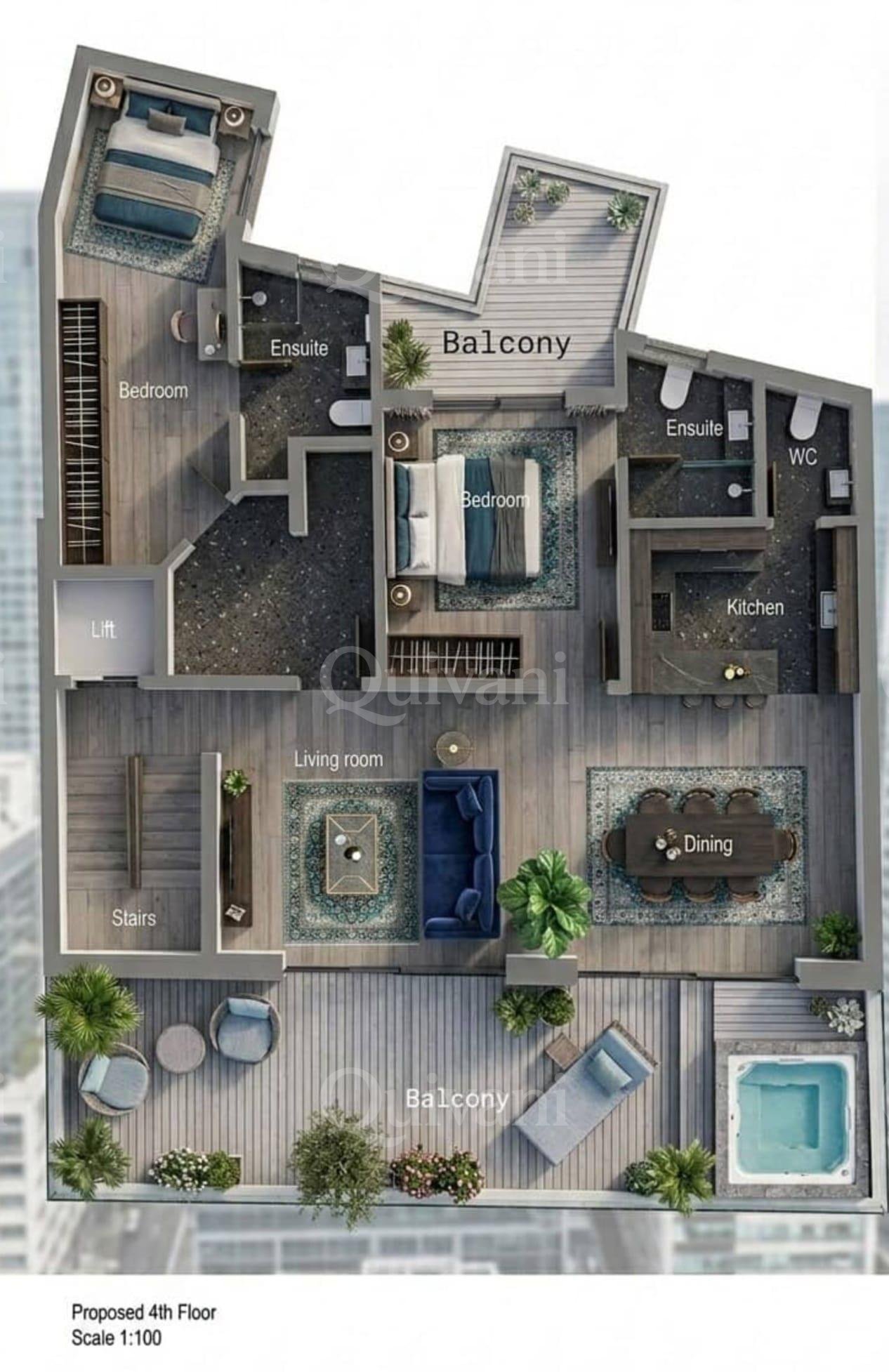 Penthouse with airspace